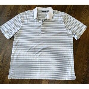 Hickey Golf Polo Men's XL Green Purple Striped 100% Cotton Performance Shirt